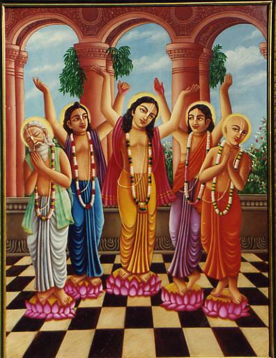 Pancha Tattva: Lord Caitanya, Lord Nityananda, Sri Advaita, Gadadhara and Srivas Pandit