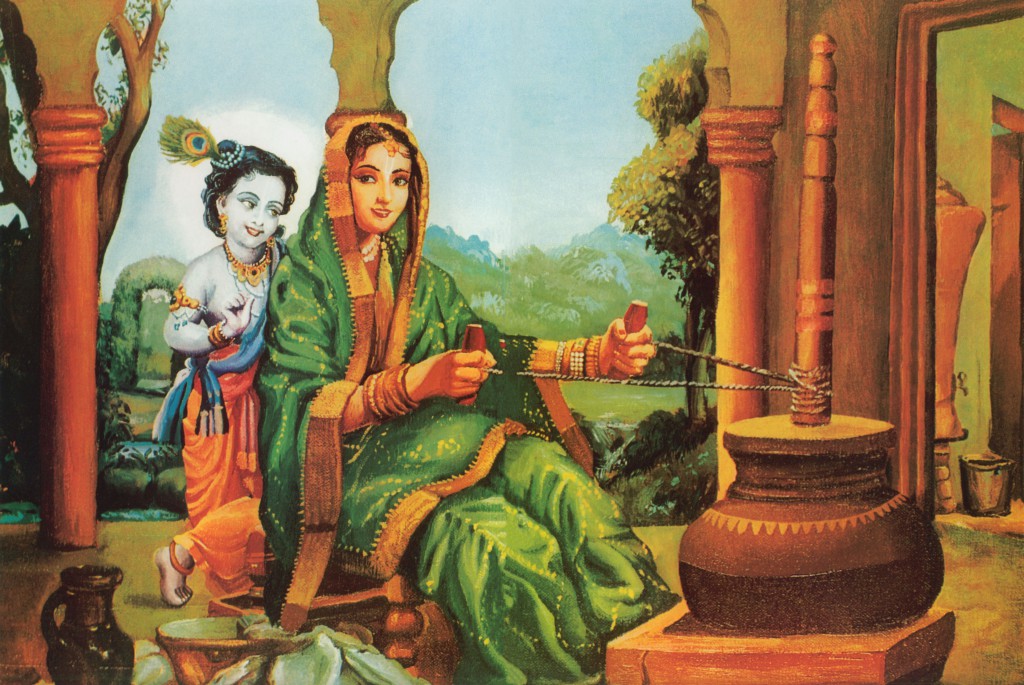 Mother Yasoda Binding Krishna Damodar With Ropes