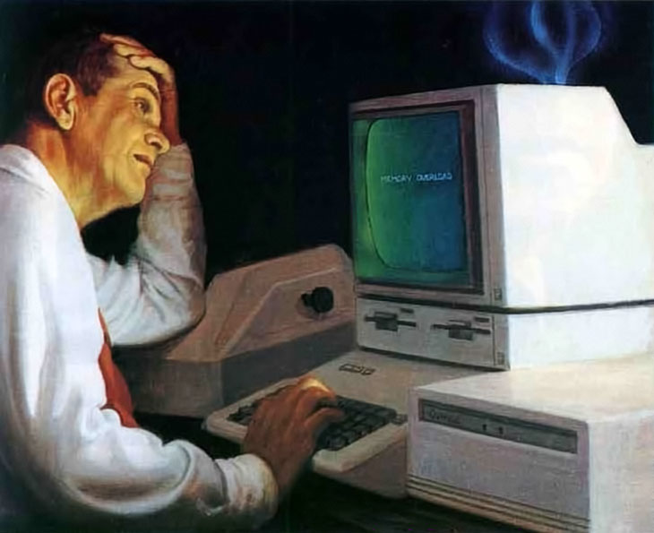 Painting of man at Computer